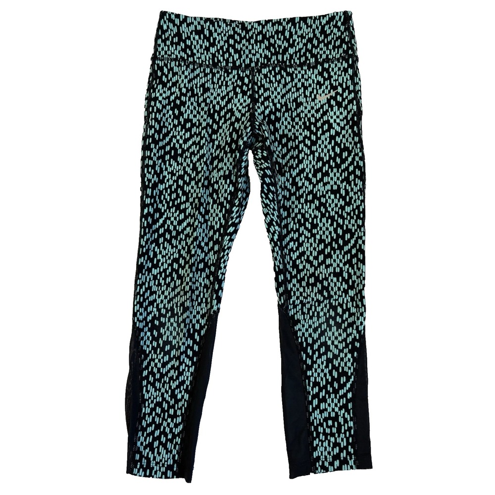 Nike Running Dri Fit Women's Sm Pixel Print Cropped Leggings Y2K Retro Fitness
